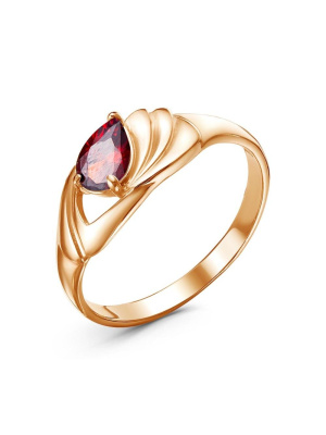 Кольцо серебро 925 пробы, покрытие - золочение, вставка - фианит (недрагоценный камень)