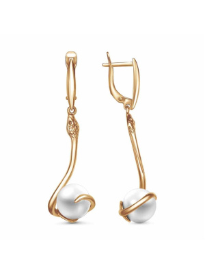 Серьги бижутерия, покрытие - золочение, вставка - имитация жемчуга