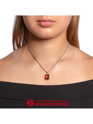 Подвеска серебро 925 пробы, покрытие - родирование, вставка - стекло ювелирное собственной огранки