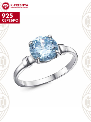 Кольцо серебро 925 пробы, покрытие - платинирование, вставка - фианит (недрагоценный камень)