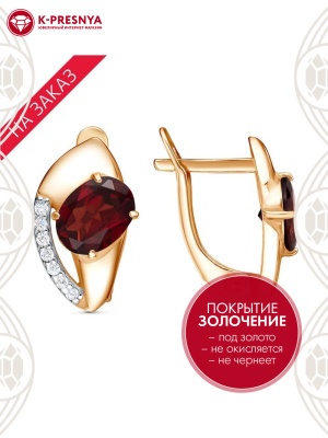 Серьги серебро 925 пробы, покрытие - золочение, выборочное родирование