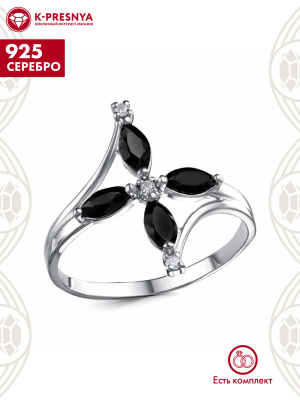 Кольцо серебро 925 пробы, покрытие - платинирование, вставка - фианит (недрагоценный камень)