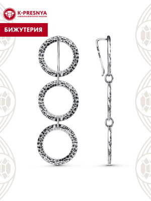 Серьги бижутерия, покрытие - серебрение с оксидированием, без вставок