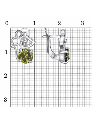 Серьги бижутерия, покрытие - платинирование, вставка - фианит (недрагоценный камень)