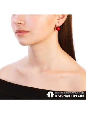 Серьги серебро 925 пробы, покрытие - золочение, вставка - имитация жемчуга