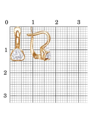 Серьги серебро 925 пробы, покрытие - золочение, вставка - фианит (недрагоценный камень)