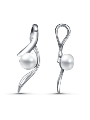 Подвеска серебро 925 пробы, покрытие - платинирование, вставка - культивированный жемчуг