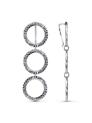 Серьги бижутерия, покрытие - серебрение с оксидированием, без вставок