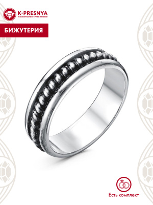 Кольцо бижутерия, покрытие - серебрение с оксидированием, без вставок