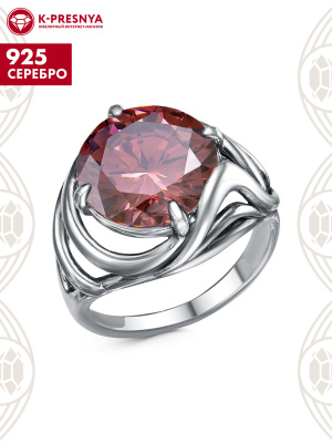 Кольцо серебро 925 пробы, покрытие - оксидирование, вставка - фианит (недрагоценный камень)