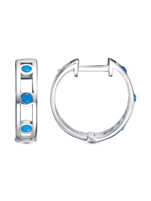 Серьги серебро 925 пробы, покрытие - родирование, вставка - наноситалл