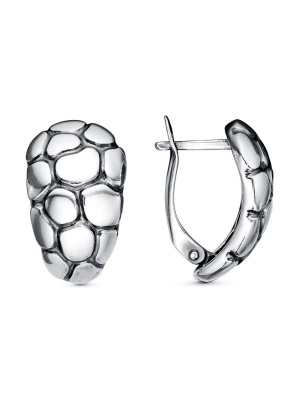 Серьги бижутерия, покрытие - серебрение с оксидированием, без вставок