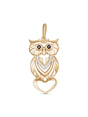 Подвеска серебро 925 пробы, покрытие - золочение, выборочное родирование, вставка - фианит (недрагоценный камень)