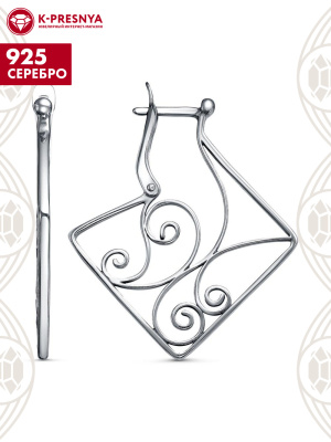 Серьги серебро 925 пробы, покрытие - оксидирование, без вставок