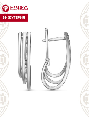 Серьги бижутерия, покрытие - серебрение с оксидированием, без вставок