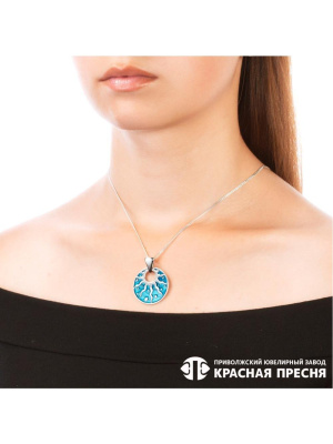 Подвеска серебро 925 пробы, покрытие - родирование, отделка - эмаль, без вставок