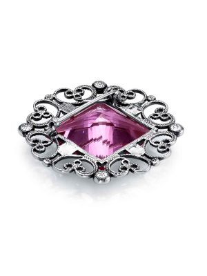 Брошь бижутерия, покрытие - серебрение с оксидированием