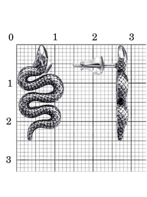 Серьги бижутерия, покрытие - серебрение с оксидированием, без вставок