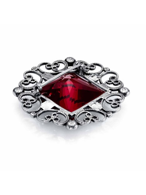 Брошь бижутерия, покрытие - серебрение с оксидированием