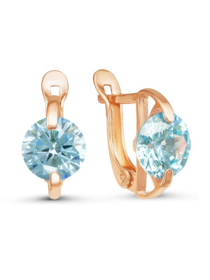 Серьги бижутерия, покрытие - золочение, вставка - фианит (недрагоценный камень)