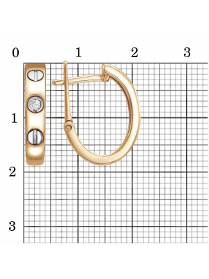 Серьги серебро 925 пробы, покрытие - золочение, выборочное родирование, вставка - фианит (недрагоценный камень)