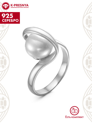 Кольцо серебро 925 пробы, без покрытия, вставка - культивированный жемчуг