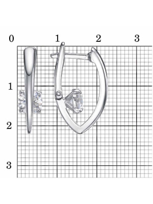 Серьги серебро 925 пробы, покрытие - родирование, вставка - фианит (недрагоценный камень)