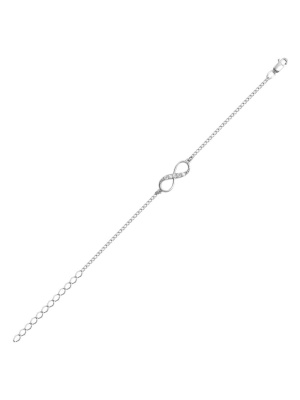 Браслет серебро 925 пробы, покрытие - родирование, вставка - фианит (недрагоценный камень)