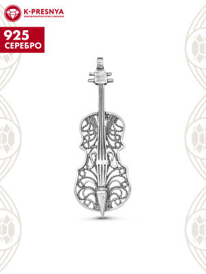 Брошь серебро 925 пробы, покрытие - оксидирование, без вставок