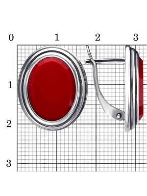 Серьги серебро 925 пробы, покрытие - оксидирование, вставка - искусственный коралл