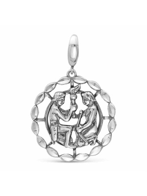 Подвеска "близнецы" серебро 925 пробы, покрытие - оксидирование, отделка - алмазная грань, без вставок