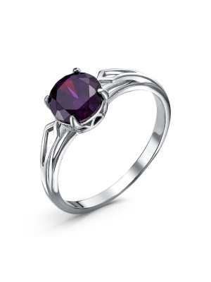 Кольцо серебро 925 пробы, покрытие - родирование, вставка - фианит (недрагоценный камень)