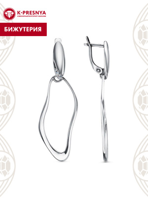 Серьги бижутерия, покрытие - серебрение с оксидированием, вставка - стекло ювелирное preciosa