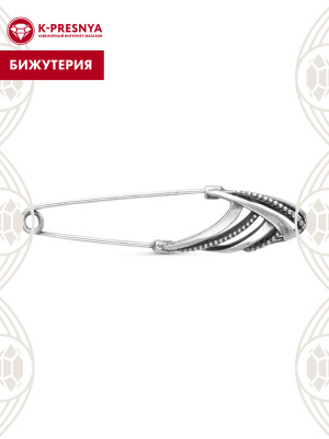 Брошь бижутерия, покрытие - серебрение с оксидированием, без вставок