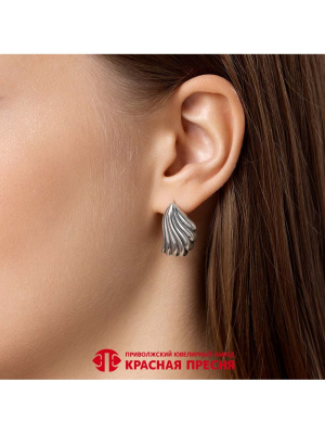 Серьги серебро 925 пробы, покрытие - оксидирование, без вставок