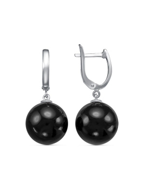 Серьги серебро 925 пробы, покрытие - родирование, вставка - имитация жемчуга