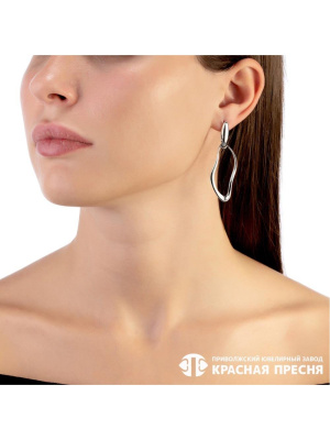 Серьги серебро 925 пробы, покрытие - оксидирование, вставка - фианит (недрагоценный камень)