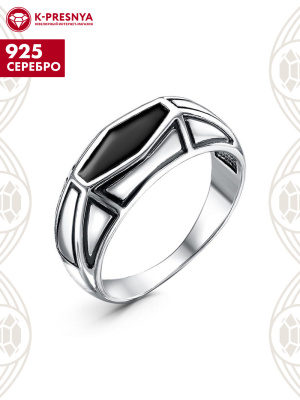 Кольцо серебро 925 пробы, покрытие - оксидирование, отделка - эмаль, без вставок