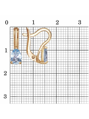 Серьги серебро 925 пробы, покрытие - золочение, вставка - голубой топаз (полудрагоценный камень)