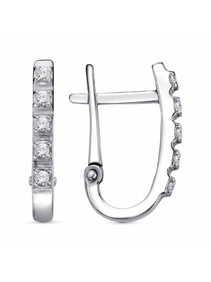 Серьги серебро 925 пробы, покрытие - родирование, вставка - фианит (недрагоценный камень)