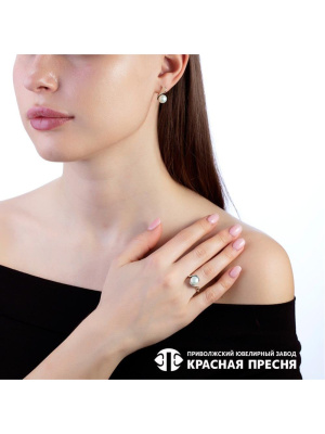 Серьги серебро 925 пробы, покрытие - оксидирование, вставка - культивированный жемчуг