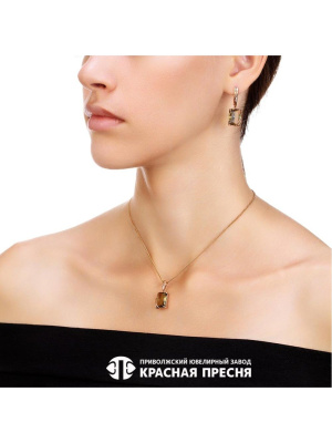 Подвеска серебро 925 пробы, покрытие - золочение, вставка - стекло ювелирное собственной огранки