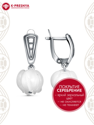 Серьги бижутерия, покрытие - серебрение с оксидированием, вставка - стекло ювелирное