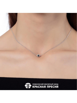 Чокер серебро 925 пробы, покрытие - родирование, вставка - фианит (недрагоценный камень)
