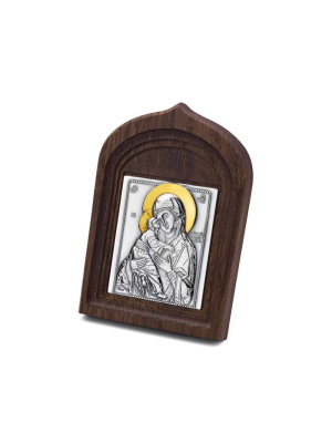 Икона бижутерия, покрытие - серебрение с оксидированием, выборочное золочение, без вставок