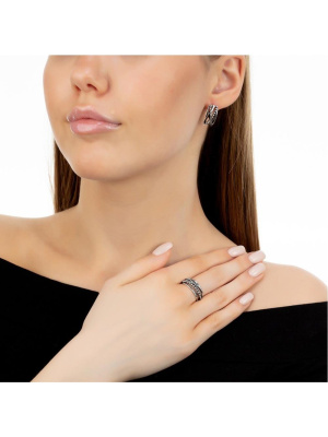 Серьги серебро 925 пробы, покрытие - оксидирование, без вставок