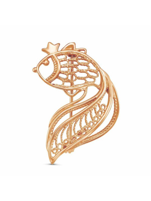 Брошь бижутерия, покрытие - золочение, без вставок