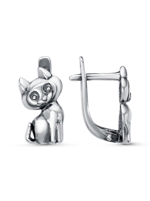 Серьги бижутерия, покрытие - серебрение с оксидированием, без вставок