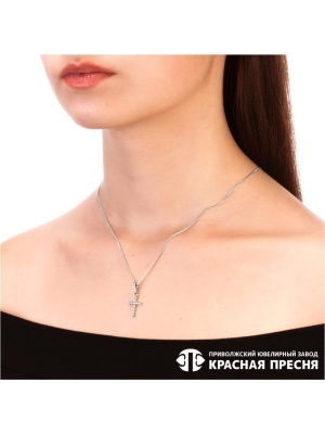 Подвеска серебро 925 пробы, покрытие - родирование, вставка - фианит (недрагоценный камень)