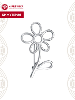 Брошь бижутерия, покрытие - платинирование, без вставок